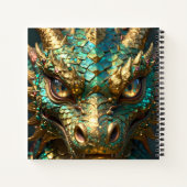 Carnet Tête de dragon turquoise et or (Dos)