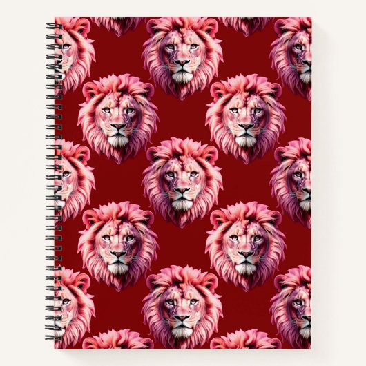 Carnet Tête de lion rose bordeaux Design (Devant)