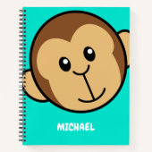 Carnet Tête de singe mignonne | Monogramme simple de nom (Devant)