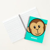 Carnet Tête de singe mignonne | Monogramme simple de nom (Intérieur)