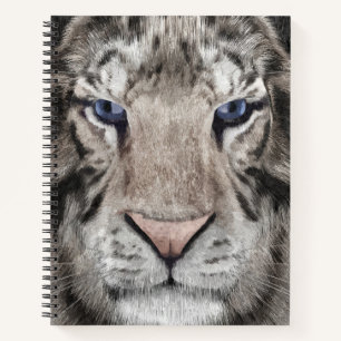 Carnet Tête de Tigre Blanc Esthétique Faunique