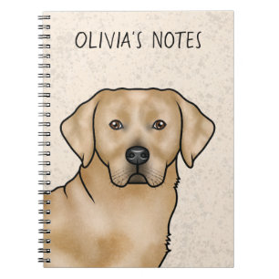 Carnet Tête et nom de chien Lab Retriever Labrador jaune