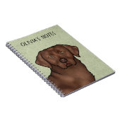 Carnet Tête et nom de Labrador Retriever Chocolat (Côté Droit)