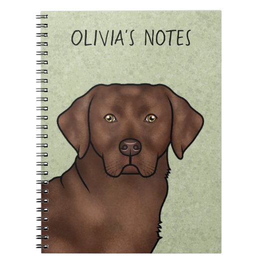 Carnet Tête et nom de Labrador Retriever Chocolat (Devant)
