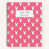 Carnet Têtes de lapin blanc mignon Nom du script Monogram (Devant)