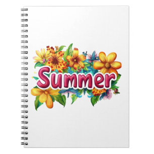 Carnet Texte d'été - Fleurs d'été colorées Illustration