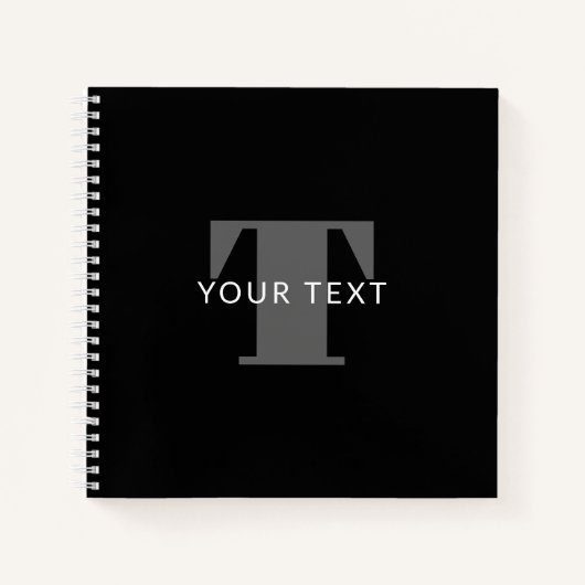 Carnet Texte éditable gras | Noir Blanc & Gris (Devant)