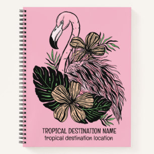 Carnet Texte et couleur personnalisés Flamant rose rose