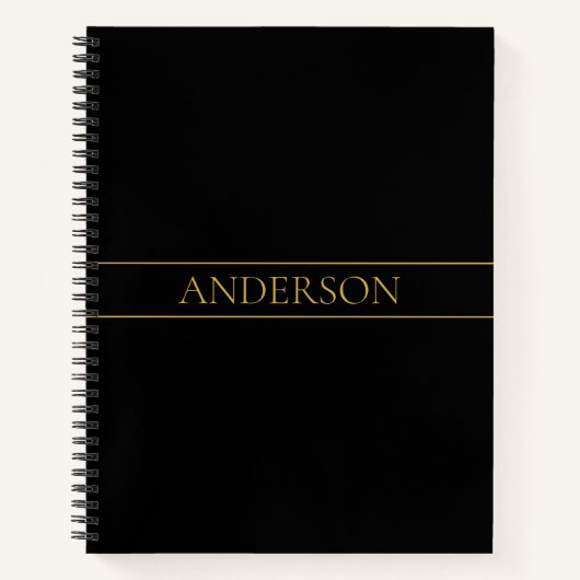 Carnet Texte et lignes dorés élégants et personnalisables (Devant)