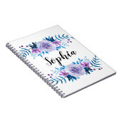 Carnet Texte floral pourpre bleu de coutume de guirlande (Côté Droit)