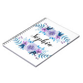 Carnet Texte floral pourpre bleu de coutume de guirlande (Côté gauche)