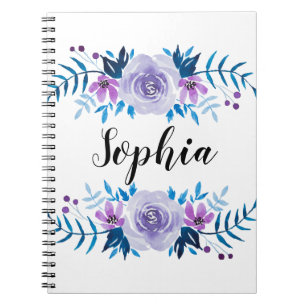 Carnet Texte floral pourpre bleu de coutume de guirlande
