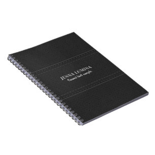 Carnet Texte gris en cuir noir