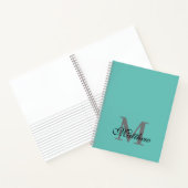 Carnet Texte initial et nom personnalisé turquoise (Intérieur)