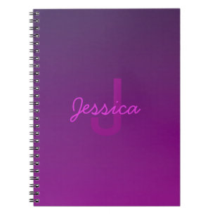 Carnet Texte monogramme modifiable moderne & Ombre violet