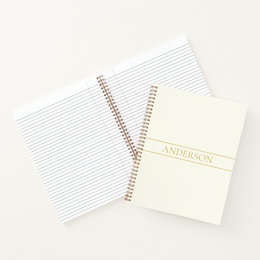 Carnet Texte personnalisable simple et élégant | Or blanc (Intérieur)
