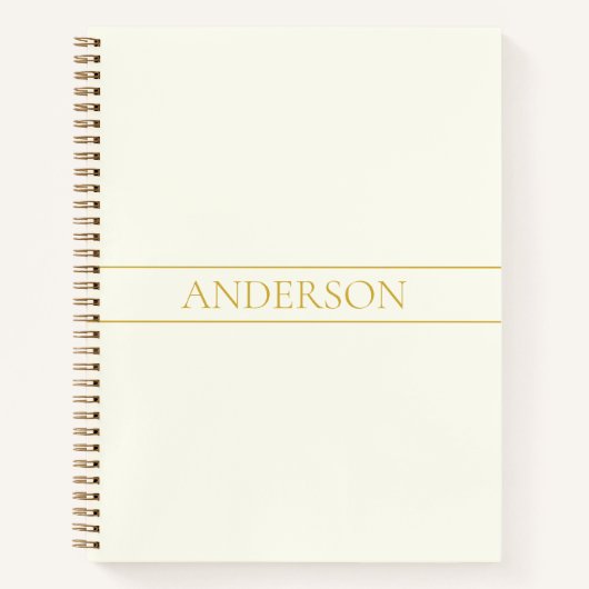 Carnet Texte personnalisable simple et élégant | Or blanc (Devant)