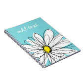 Carnet Texte personnalisé Aqua et Jaune Whimsical Daisy (Côté Droit)
