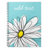 Carnet Texte personnalisé Aqua et Jaune Whimsical Daisy (Devant)