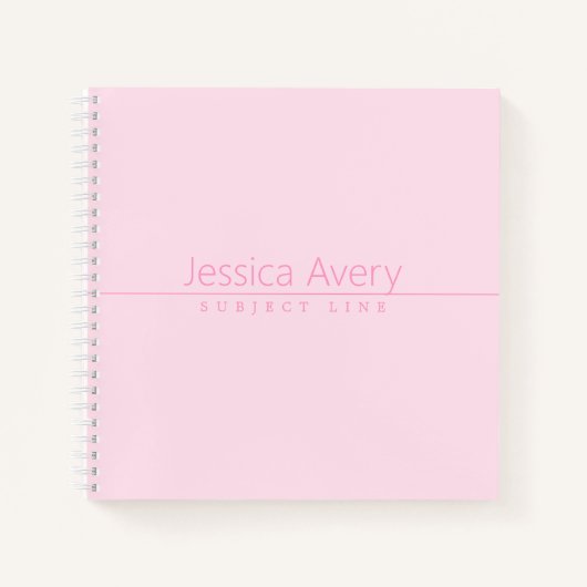 Carnet Texte rose simple et élégant (Devant)