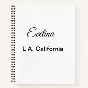 Carnet Texte simple minimal ajoutez votre nom lieu ville