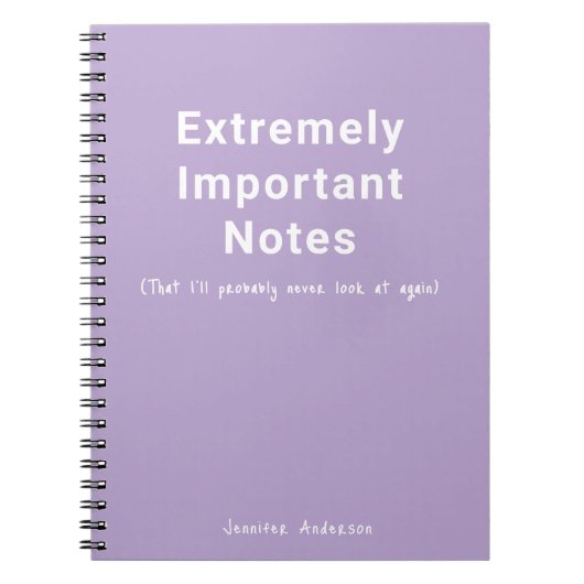 Carnet Texte Simple Notes importantes Pastel Purple (Devant)