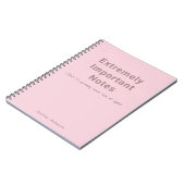 Carnet Texte simple Notes importantes Rose pastel (Côté gauche)