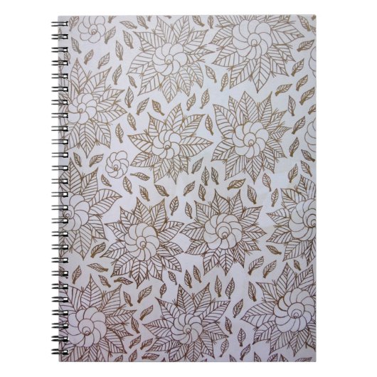 Carnet textile floral blanc et noir (Devant)