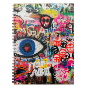 Carnet textile floral bleu et rouge