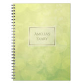 Carnet Texture abstraite de chaux de vert de bokeh. Nom (Devant)