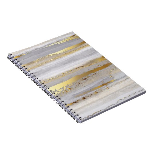 Carnet Texture d'aquarelle en or gris luxe (Côté Droit)