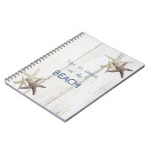 Carnet Texture de bois adorable, étoile de mer, plage (Côté gauche)