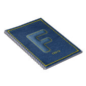 Carnet Texture de denim bleu monogramme initiale F nom (Côté Droit)