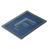 Carnet Texture de denim bleu monogramme initiale F nom (Côté gauche)