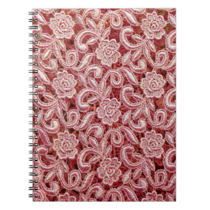 Carnet Texture de dentelle rose fine avec vin magnifique