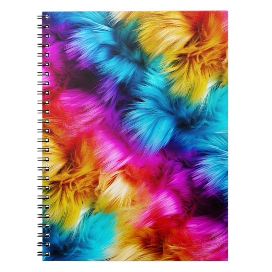 Carnet texture de fausse fourrure de monstre arc-en-ciel  (Devant)
