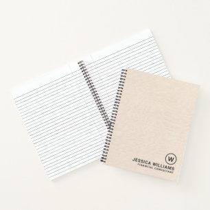 Carnet Texture de lin beige avec typographie noire simple