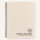Carnet Texture de lin beige avec typographie noire simple (Devant)
