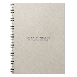 Carnet Texture de lin beige naturel avec typographie gris