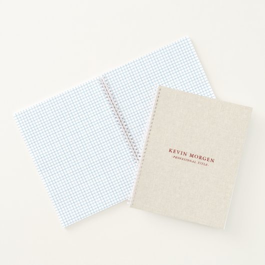 Carnet Texture de lin crème clair typographie marron (Intérieur)
