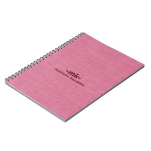 Carnet Texture de lin rose clair, typographie marron simp