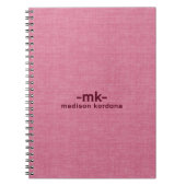 Carnet Texture de lin rose clair, typographie marron simp (Devant)