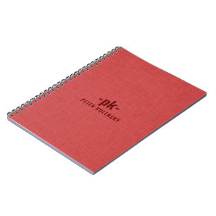 Carnet Texture de lin rouge brûlé avec typographie marron