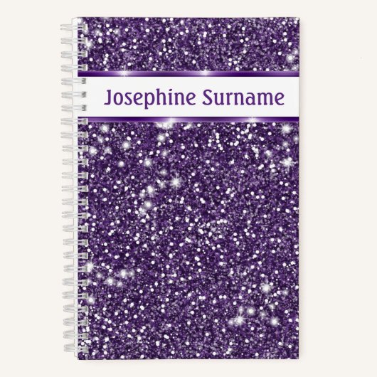 Carnet Texture de look pailleté abstrait violet & texte p (Recto)