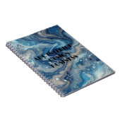 Carnet Texture de marbre argenté bleu moderne et typograp (Côté Droit)