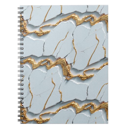 Carnet Texture de marbre blanc avec veines d'or fissurées (Devant)