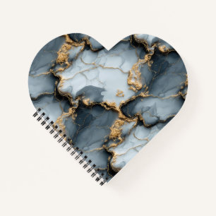 Carnet Texture de marbre bleu foncé avec veines d'or liqu