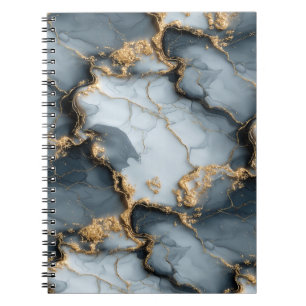 Carnet Texture de marbre bleu foncé avec veines d'or liqu