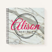 Carnet Texture de marbre chic nom/anniversaire personnali (Devant)