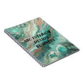 Carnet Texture de marbre vert argenté moderne et typograp (Côté Droit)